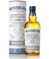 Mossburn Island blended malt Scotch whisky bottle and gift tube image.